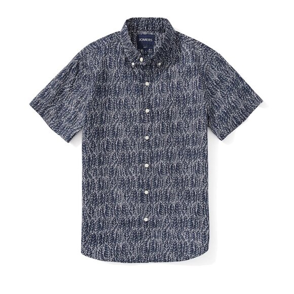BNWT Jomers similar to J Crew blue patterned short sleeve shirt slim xs small - Picture 1 of 2